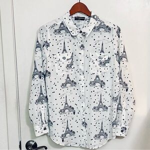 Karl Lagerfeld Paris Med White and Black Whimsical Eiffel Tower Print